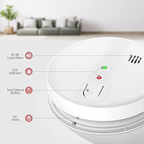 Hardwired Interconnected Photoelectric Smoke Detector with Replaceable 9V Battery V334313