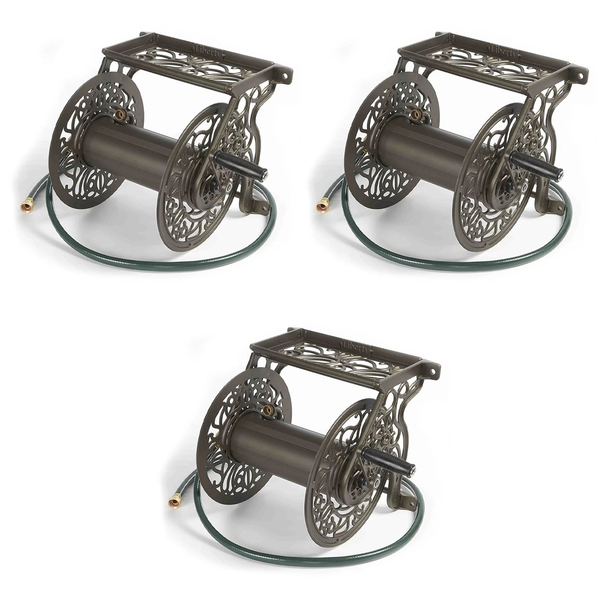 125 Foot Steel Garden Hose Wall Mounted Reel (3 Pack) U3553