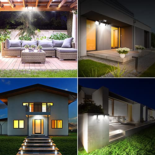 38W 4200LM 6000K IP65 Waterproof 3 Head LED Motion Sensor Flood Lights Black J9896