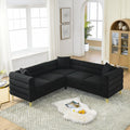 Black L-Shape Sectional Sofa 5-Seater Corner with Pillows Q7779
