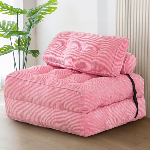 Pink Folding Sofa Bed with Pillow J1779