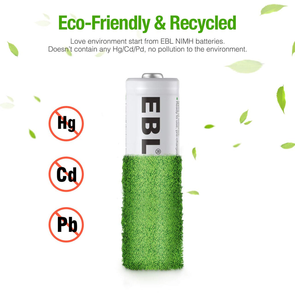 Rechargeable AA AAA Batteries 2300mAh 800mAh 8-Pack with 8-Bay Charger A813273