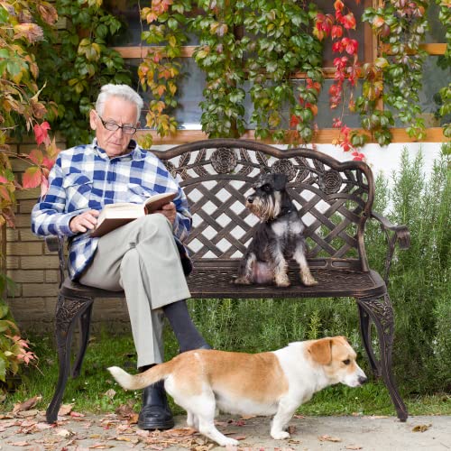 42.5" Black Cast Aluminum Outdoor Bench S3879