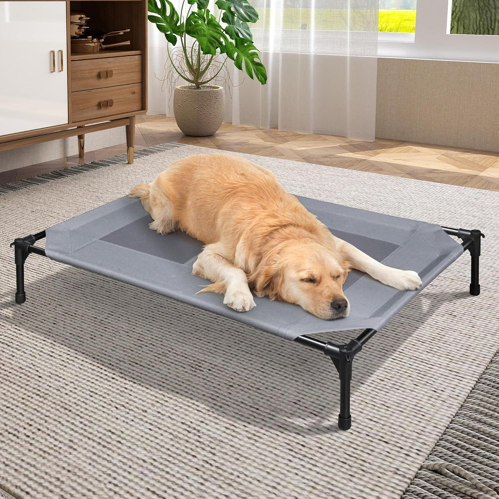Grey 42 Inch Elevated Dog Bed with Mesh N918