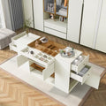 White Glass Top 6 Drawer Wooden Closet Storage Cabinet X713
