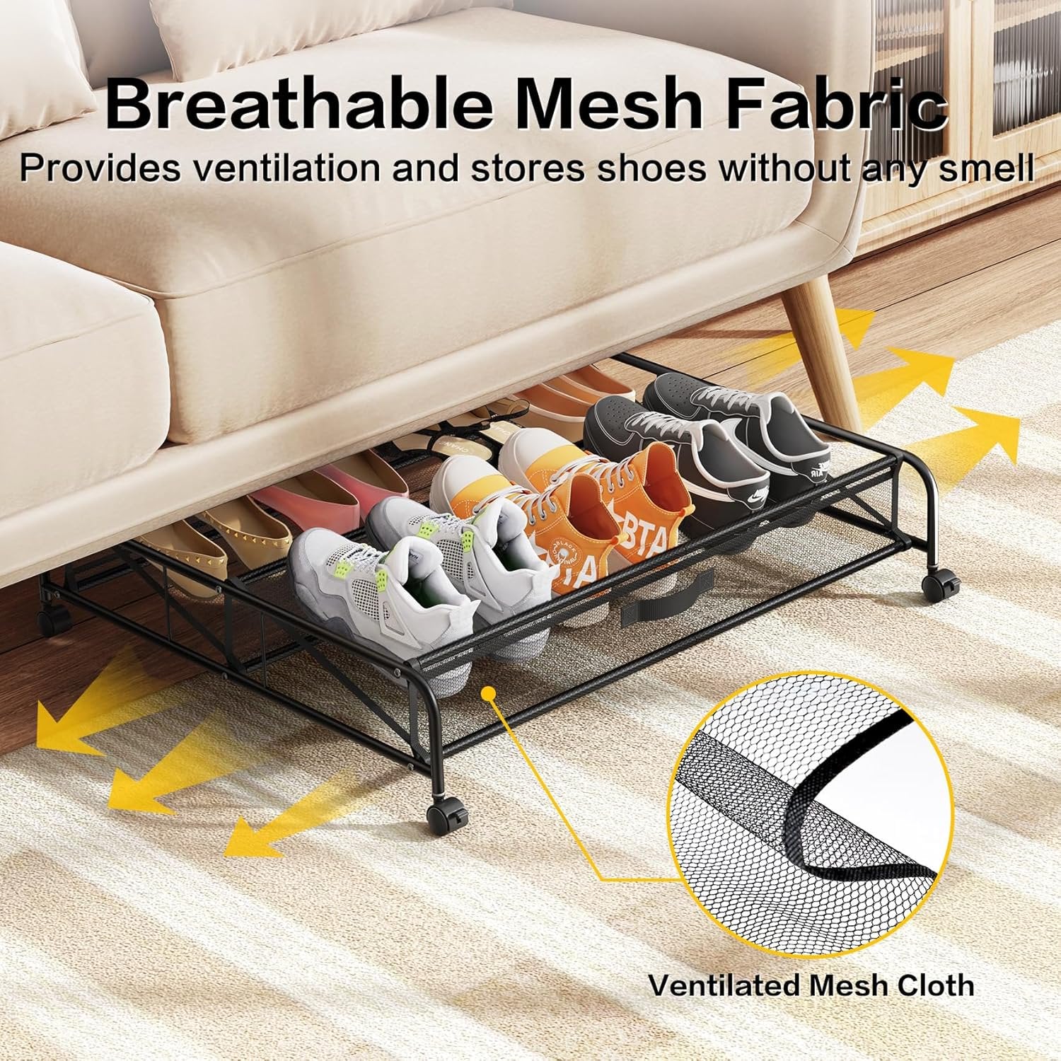 2 Pack Under Bed Shoe Storage Organizer with Wheels S108862