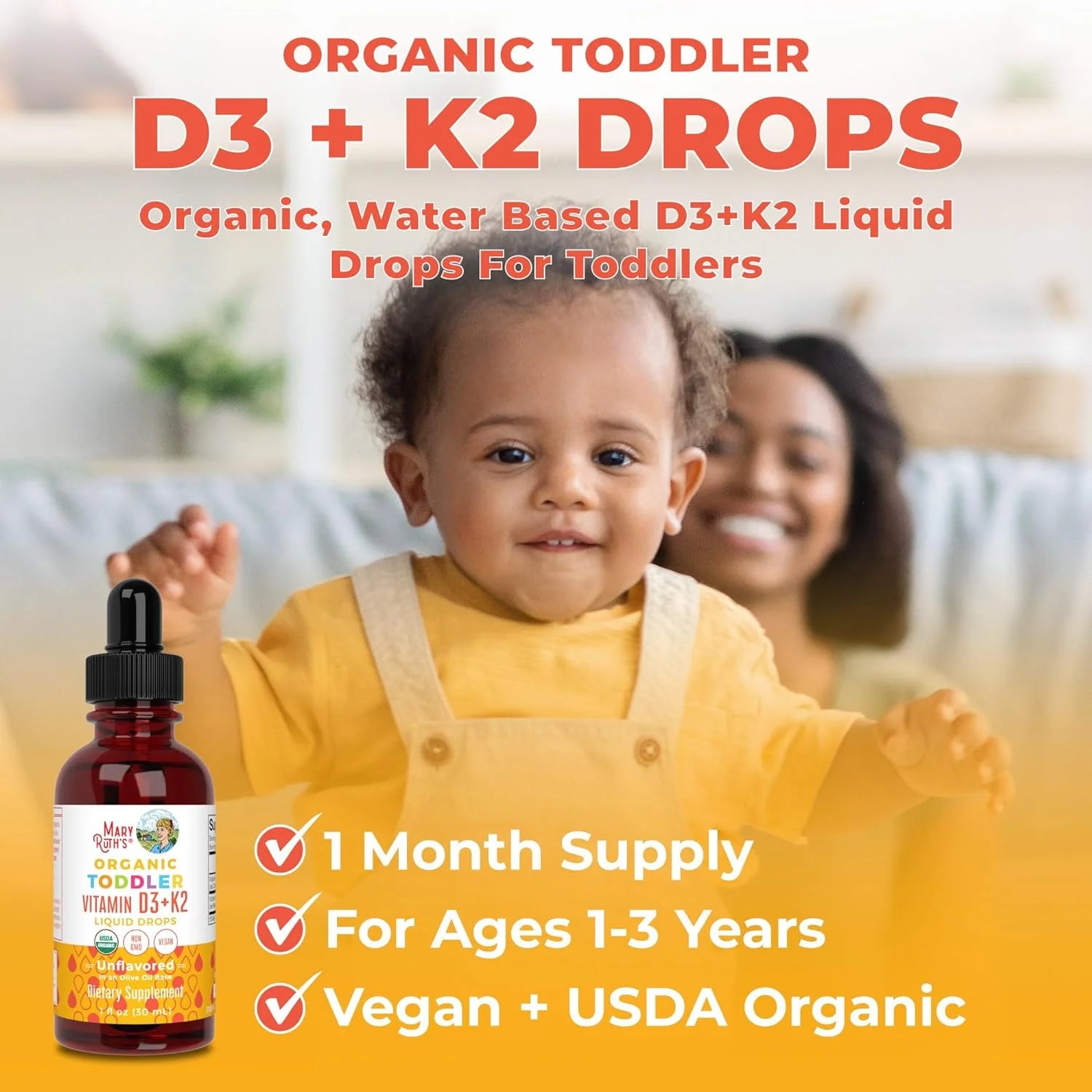 Unflavored Vitamin D3+K2 Liquid Drops, 1 fl oz T54126