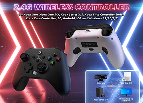 2 Pack Wireless Controller for Xbox with 2.4GHz Adapter Black+White V711112