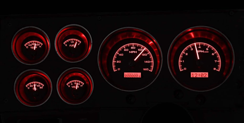 Black Alloy Analog Dash Gauges System H31262