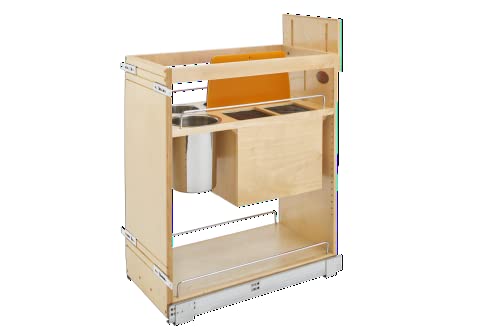 11 Inch Base Pullout Kitchen Cabinet Organizer with Stainless Steel Utensil Storage Bin Z316415