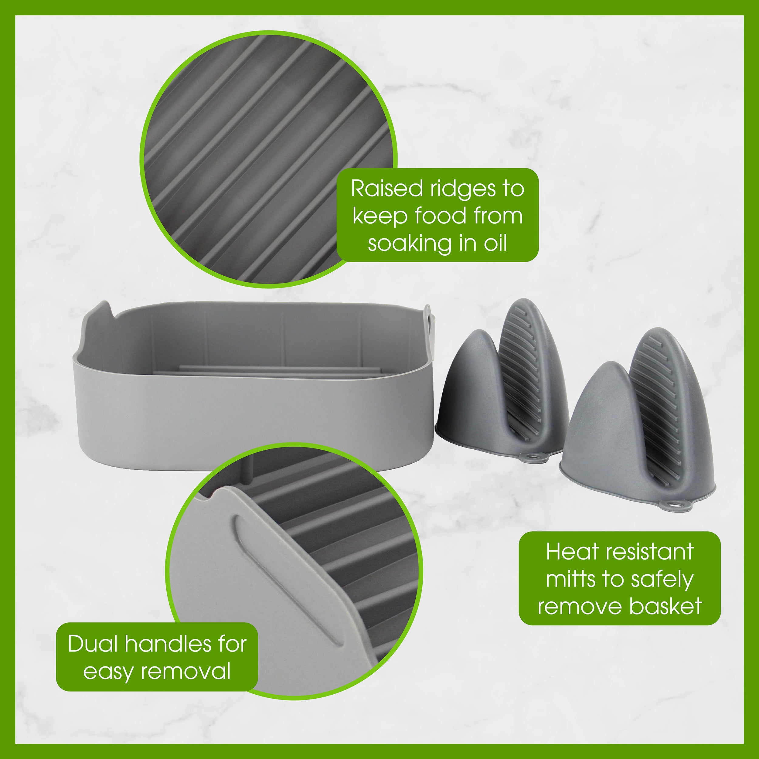 Square Air Fryer Silicone Liner with Gloves V3283
