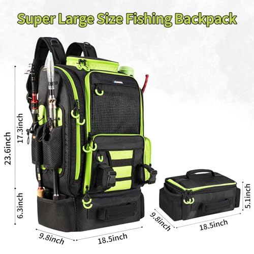 Large Fishing Backpack with Cooler for Tackle Boxes with Rod Holders U113