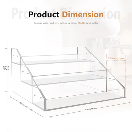 3 Tier 12 Bottles Acrylic Coffee Syrup Rack Organizer Q4571