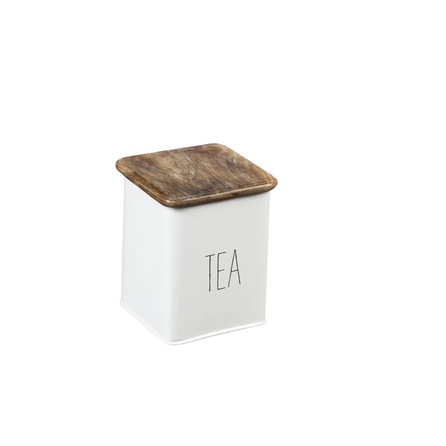 White 5 Piece Kitchen Canisters with Wooden Top Set Y864