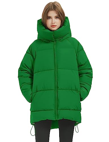 Womens Winter Hooded Quilted Puffer Jacket Mid-Length Down Padded Coat W662215