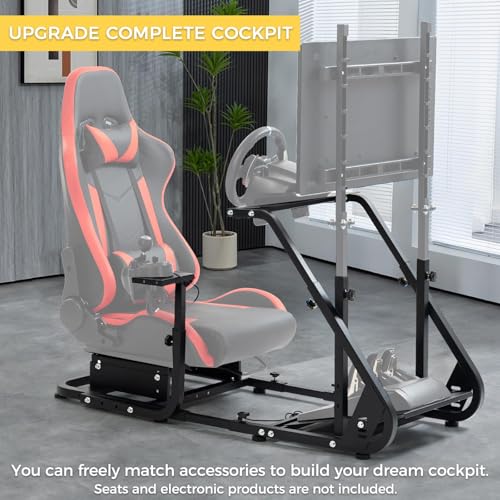 Reinforced Stabilizing Racing Steering Wheel Cockpit Adjustable Driving Simulator TV Stand M6378