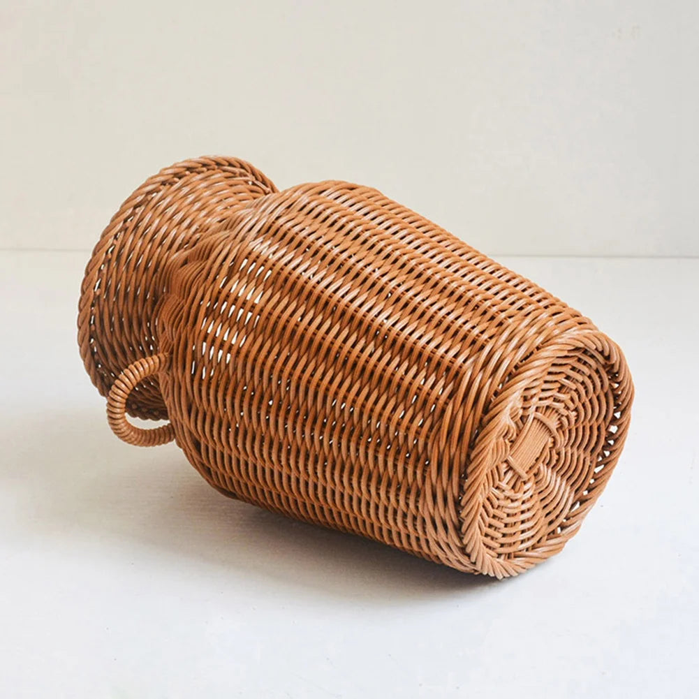 Imitation Rattan Woven Vase Tabletop Decoration Flower Pot U612