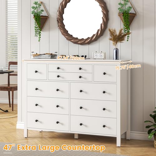10 Drawer White Wooden Dresser N5955
