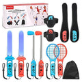 11 in 1 Switch Sports Accessories Bundle with Tennis Rackets, Golf Clubs, Swords, Wrist and Leg Strap, Storage Bag D48697