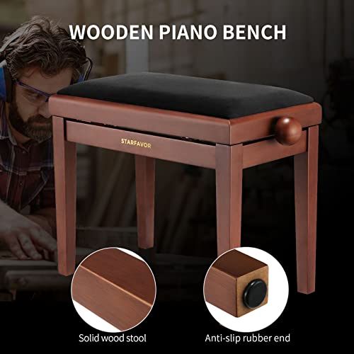 Adjustable Wooden Piano Bench with Padded Seat Cushion M339364
