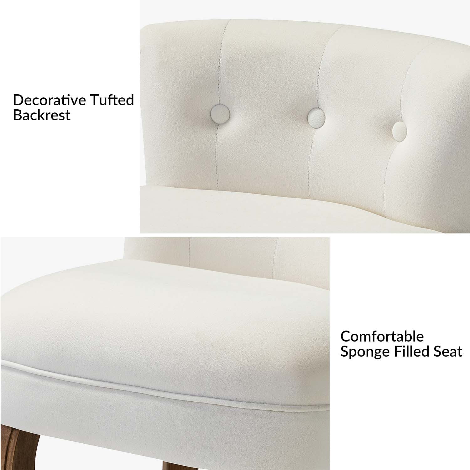 Ivory Velvet Vanity Stool A471293