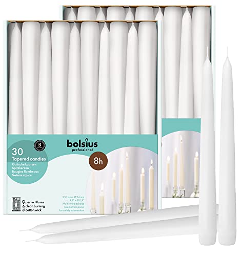 Long White Taper Candles, 30 Count, 10-inch Unscented Candlesticks M628