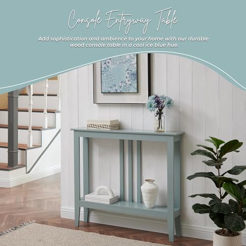Teal Narrow Console Table with Storage W766